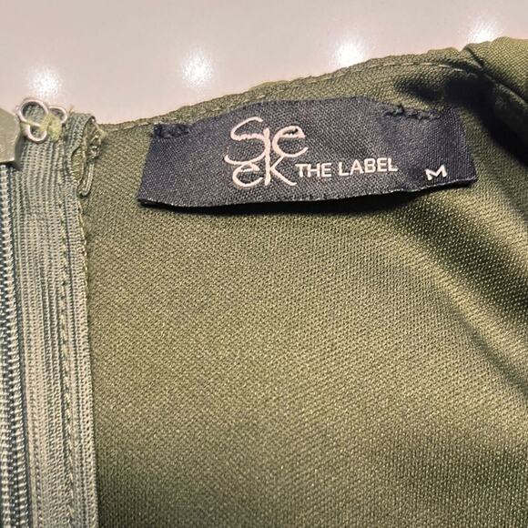 Seek The Label Olive Green Bubble Hem Mini Dress Sz M - Picture 6 of 10
